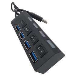Xcess XU444 4 Port USB Hub, Black